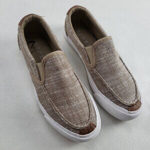 Roper Angel Fire Canvas Shoe Womens 7 Tan Comfort Slip On Casual Western Loafer